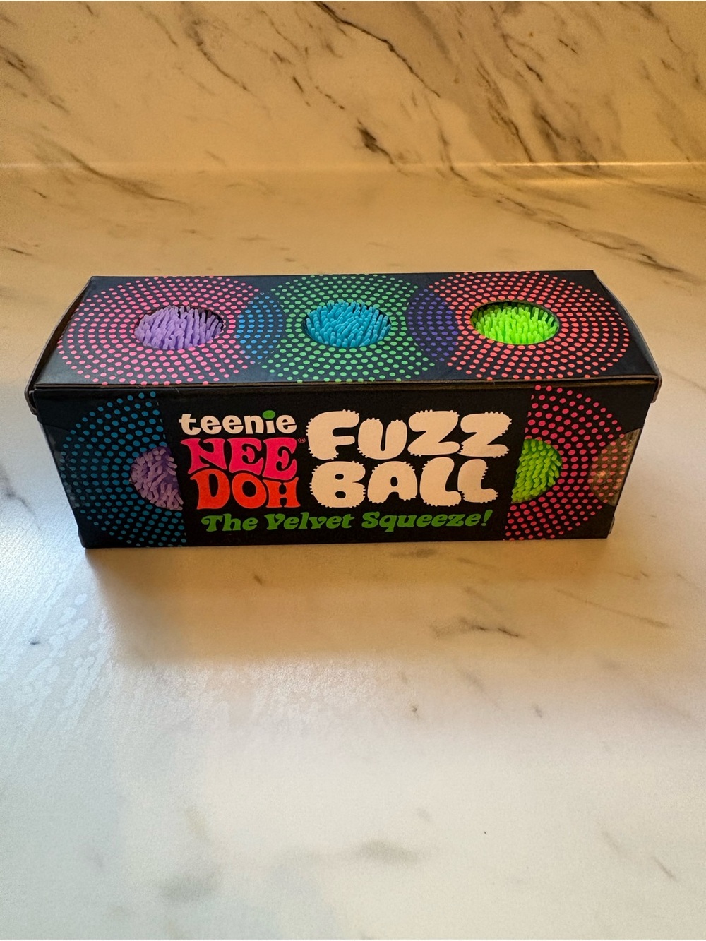 New Teenie Needoh Fuzz Ball Three - Purple, Blue, Neon Green Viral Squishy Toy